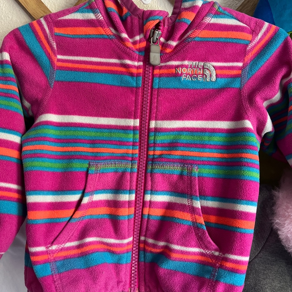 The North Face Infant 6-12 M Pink Striped Fleece Jacket